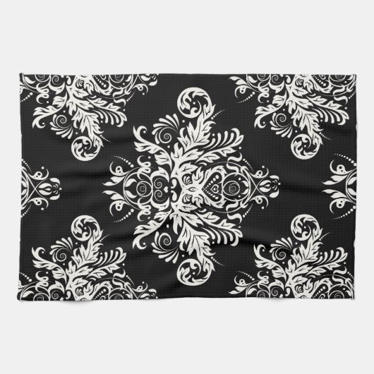 Serviettes de plat élégantes noires et blanches (Horizontal)