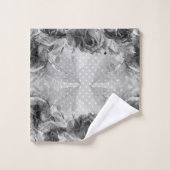SERVIETTES DE SALLE DE BAIN EN FLEURS BLANC GRIS (Gant de toilette)