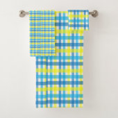 Serviettes De Salle De Bain Jeux Plaid Bleu Jaune (En situation)