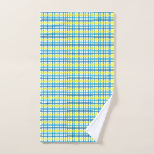Serviettes De Salle De Bain Jeux Plaid Bleu Jaune (Serviette à main)
