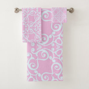SERVIETTES DE SALLE DE BAINS DE STYLE PASTEL ROSE 