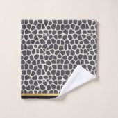 SERVIETTES DE SALLE DE BAINS EN LEOPARD NOIR GRIS (Gant de toilette)