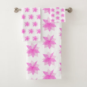 SERVIETTES DE SALLE DE BAINS EN MODÈLE ROSE BLANC