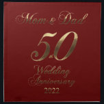 Serviettes De Table 2022 Mariage d'or 50e anniversaire des parents tis<br><div class="desc">Maman et papa 50 ans ensemble en 2022,  Numéro 50 Gold Look Typographie Anniversaire du Mariage d'or 50e anniversaire du Mariage 50e anniversaire de la fête Élégant tissu Napkin,  Anniversaire unique cadeau pour les parents</div>