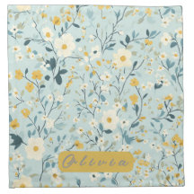 Fleurs blanches bleues et vertes vives