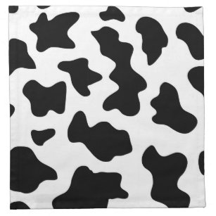 Serviettes De Table joli imprimé noir et blanc sur la vache à lait de 