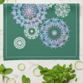 Serviettes de thé vert brillant avec des flocons d (Plié)