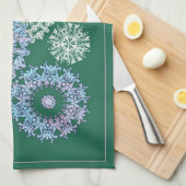 Serviettes de thé vert brillant avec des flocons d (Quart Plié)