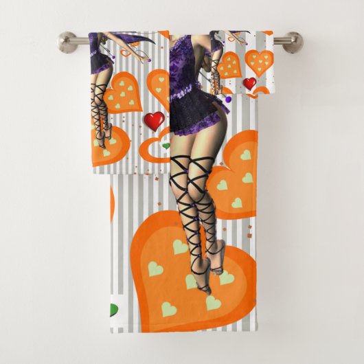 Serviettes de toilette Fairy Gris & Blanc (En situation)