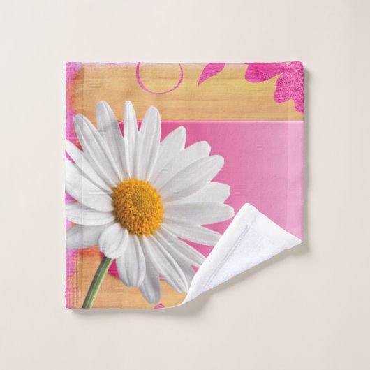 Serviettes de toilette Floral Rose White Daisy (Gant de toilette)