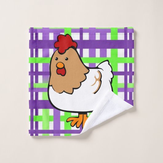 Serviettes de toilette Plaid Poulet vert pourpre (Gant de toilette)
