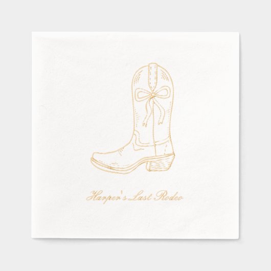 Serviettes Dernières Rodeo Coquette Bow Gold Foil  (Recto)