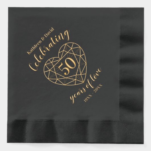 Serviettes dorées mariage 50e à l'huile (Recto)