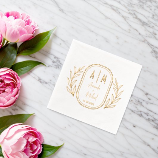 Serviettes élégantes à l'huile estampé avec monogr (Insitu (Mariage))