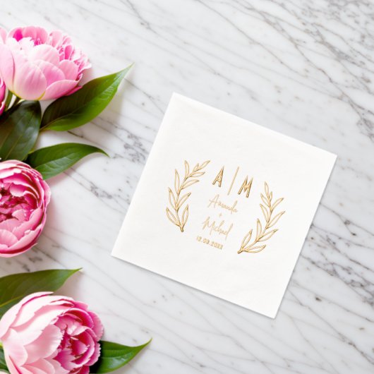 Serviettes élégantes avec monogrammes estampés à l (Insitu (Mariage))
