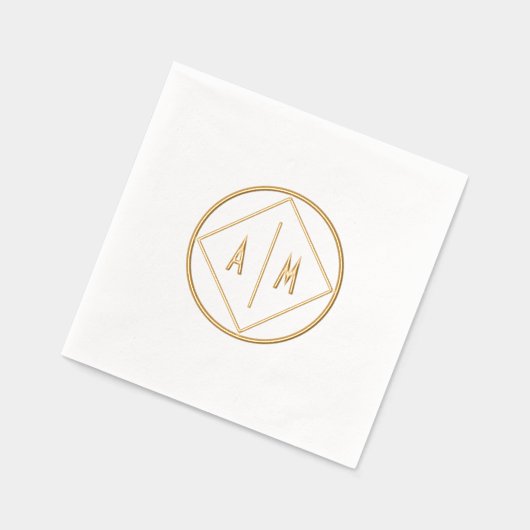 Serviettes empilées à huile géométrique avec monog (Gauche)