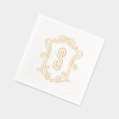 Serviettes empilées en or de la crête de monogramm (Gauche)