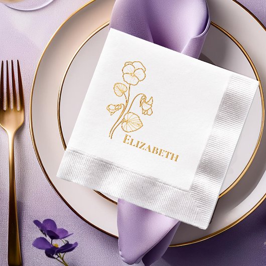 Serviettes en aluminium à motif floral de violette