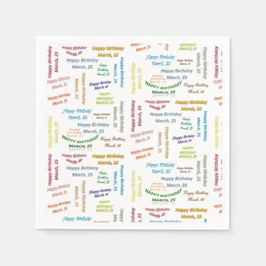 Serviettes en papier 25 mars Anniversaire (Devant)
