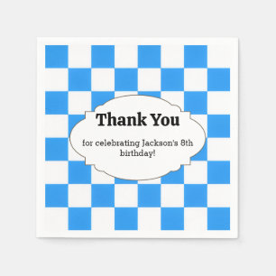 Serviettes en papier à carreaux bleus