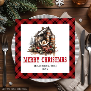 Serviettes en papier à carreaux de Noël Western Cl