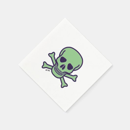 Serviettes en papier à cocktail Crâne vert (Coin)
