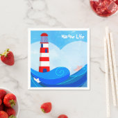 Serviettes en papier à cocktail Lighthouse (En situation)