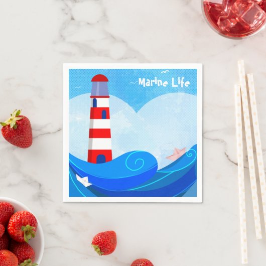 Serviettes en papier à cocktail Lighthouse (En situation)