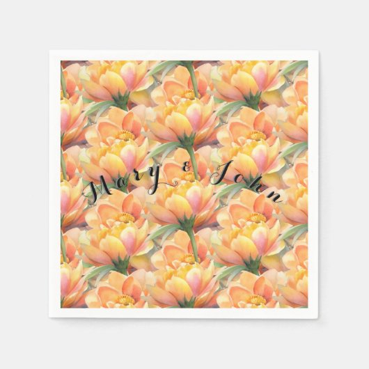 Serviettes en papier à fleurs avec personnalisatio (Devant)