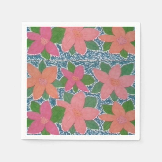 Serviettes en papier à fleurs tropicales (Devant)