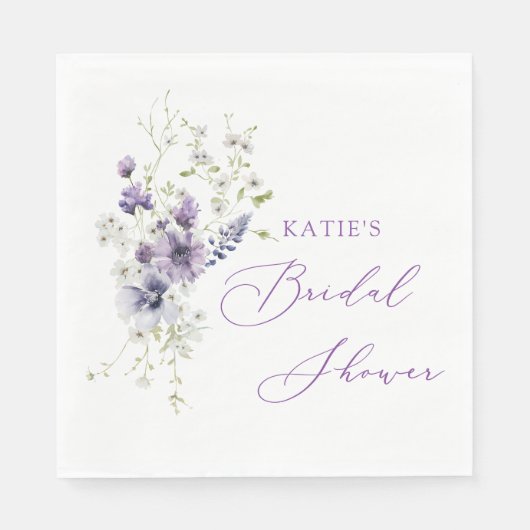 Serviettes en papier à fleurs violettes et lavande (Devant)