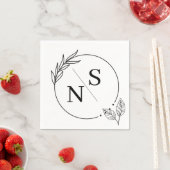 Serviettes en papier à monogramme à feuille modern (En situation)