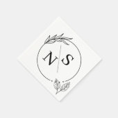 Serviettes en papier à monogramme à feuille modern (Coin)