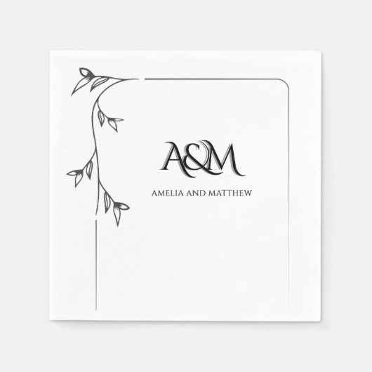 Serviettes en papier à monogramme de mariage (Devant)