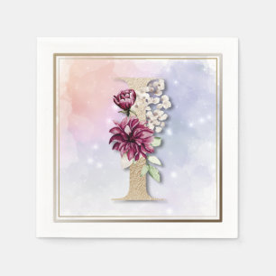 Serviettes en papier à monogramme I et fleurs de B