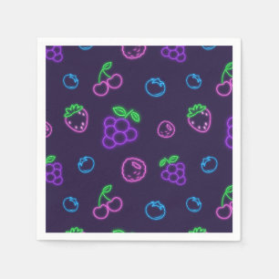 Serviettes en papier à motif de baies néon