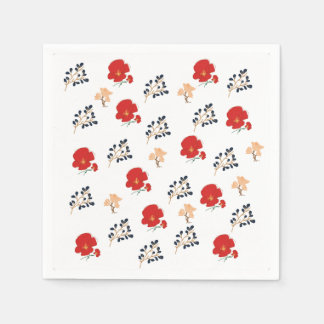 Serviettes en papier à motif de rose romantique