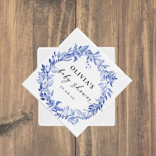 Serviettes en papier à motif floral porcelaine ble