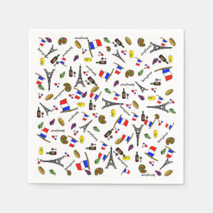 Serviettes en papier à motif sur le thème de la Fr