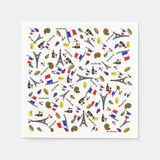 Serviettes en papier à motif sur le thème de la Fr (Devant)