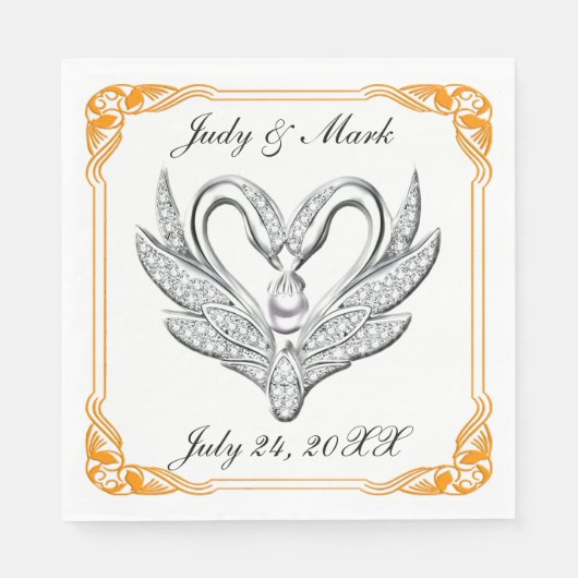 Serviettes en papier à ruban orange (Devant)