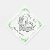 Serviettes en papier à ruban vert Silver Swans (Coin)