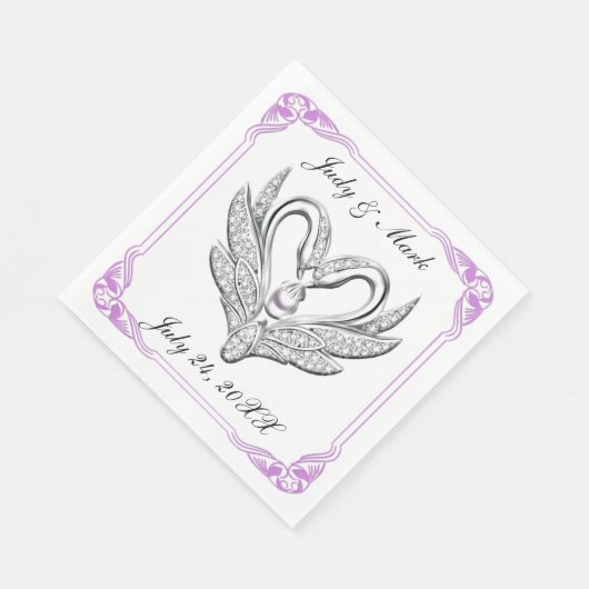 Serviettes en papier à ruban violet en argent (Coin)
