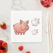 Serviettes en papier à trois cochons (En situation)