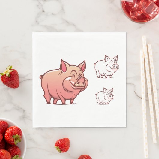 Serviettes en papier à trois cochons (En situation)