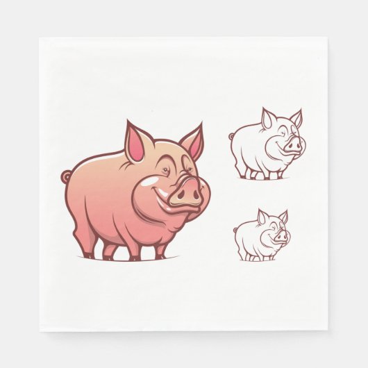 Serviettes en papier à trois cochons (Devant)