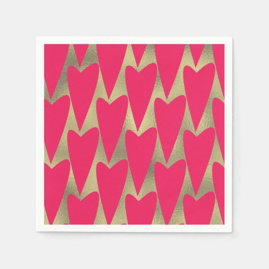 Serviettes en papier alu cœurs roses simulés (Devant)