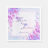 Serviettes en papier aquarelle fleurs lilas violet (Devant)