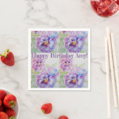 Serviettes en papier aquarelle florale Pansy Viole (En situation)