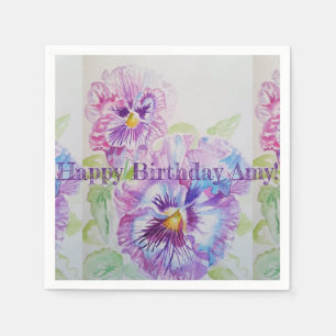 Serviettes en papier aquarelle Pansy délabré viole